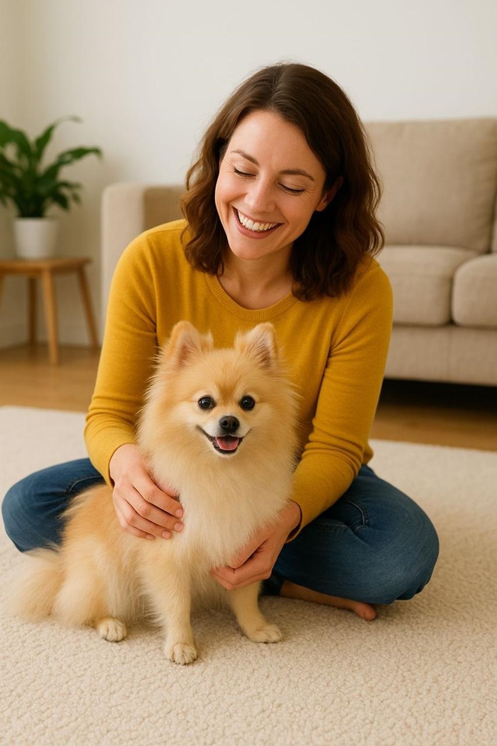 Mujer con perro feliz